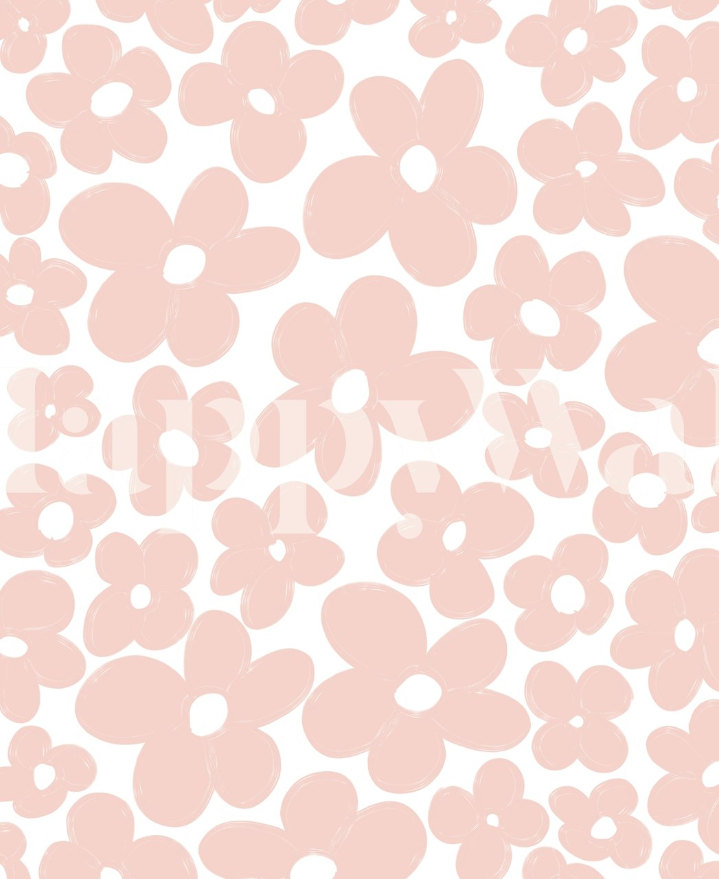 Pink floral retro design wallpaper with large blooms