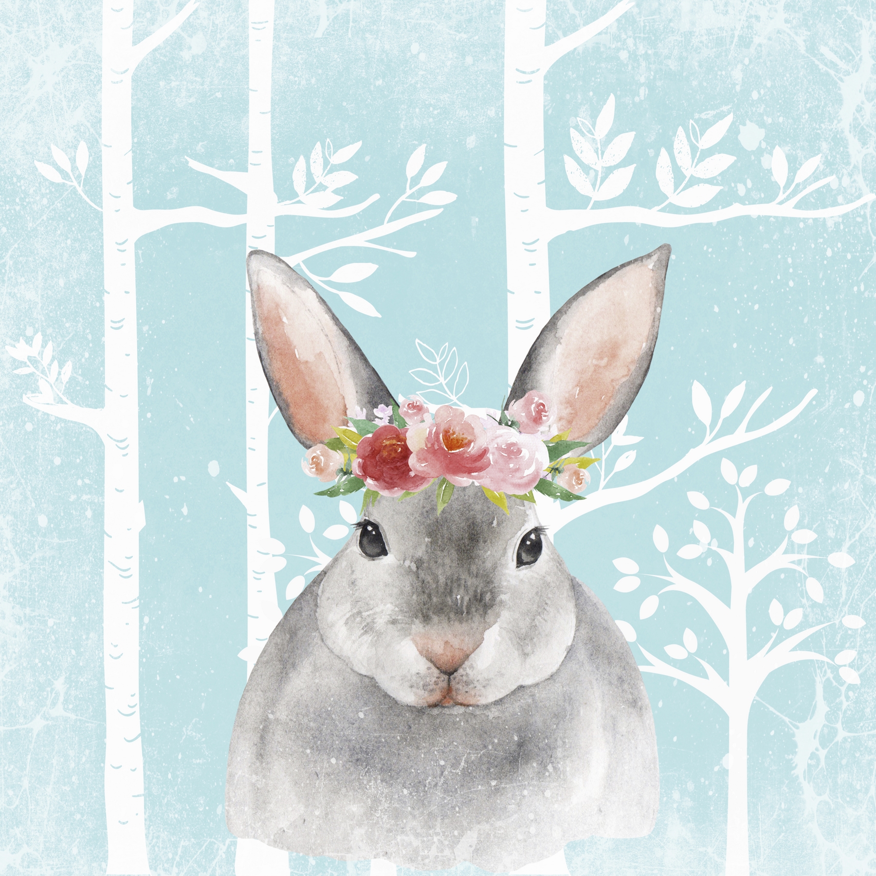 Little Flower Bunny Wallpaper | Happywall