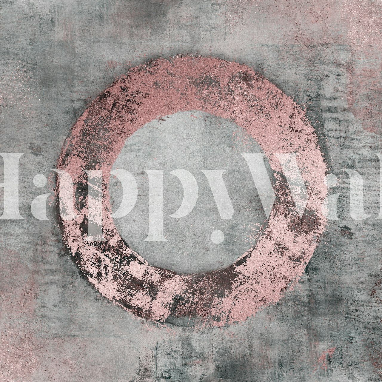 Abstract rose gold circle design on gray background wallpaper
