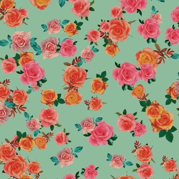 Vintage Roses on Teal