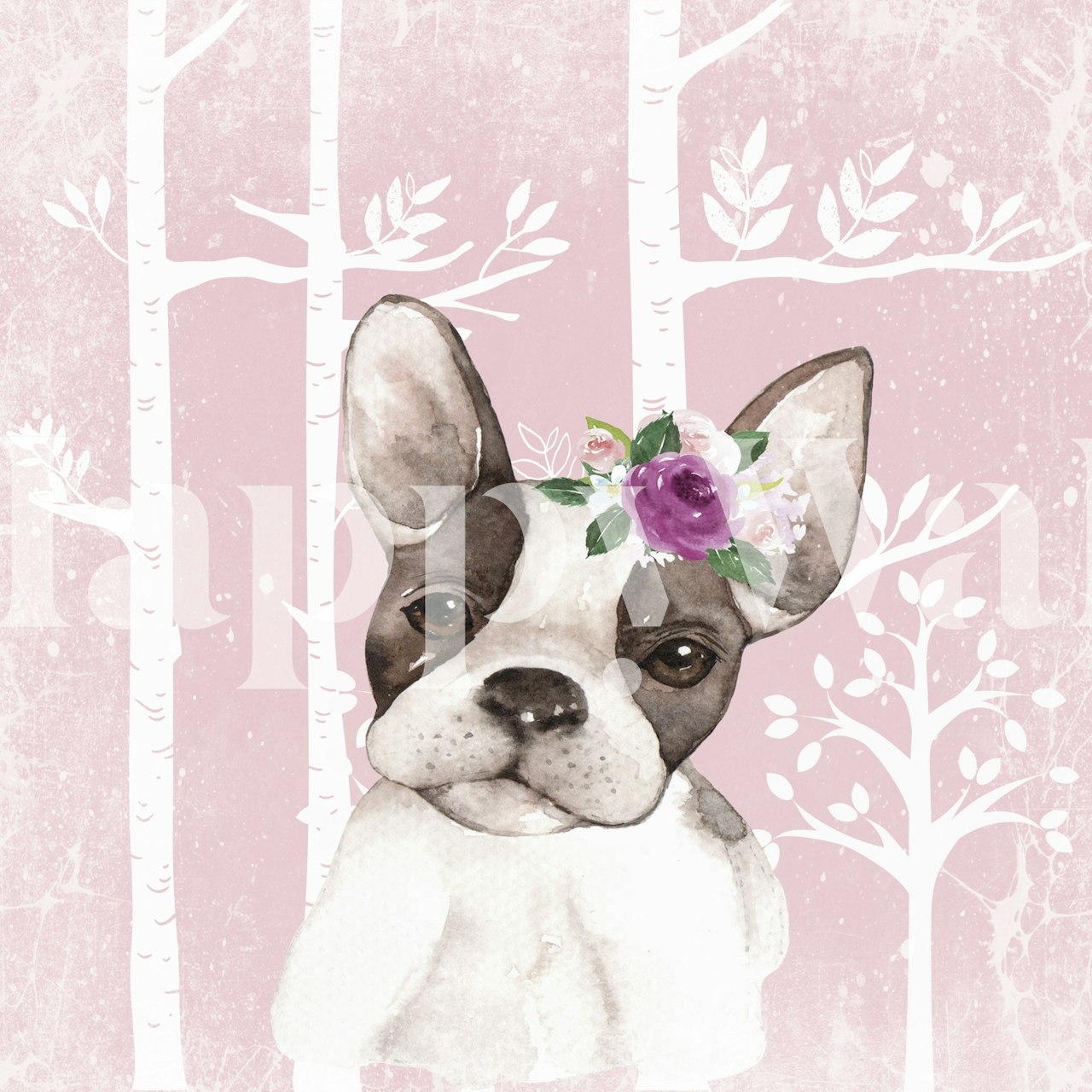 Σχέδιο ταπετσαρίας French Flower Bulldog