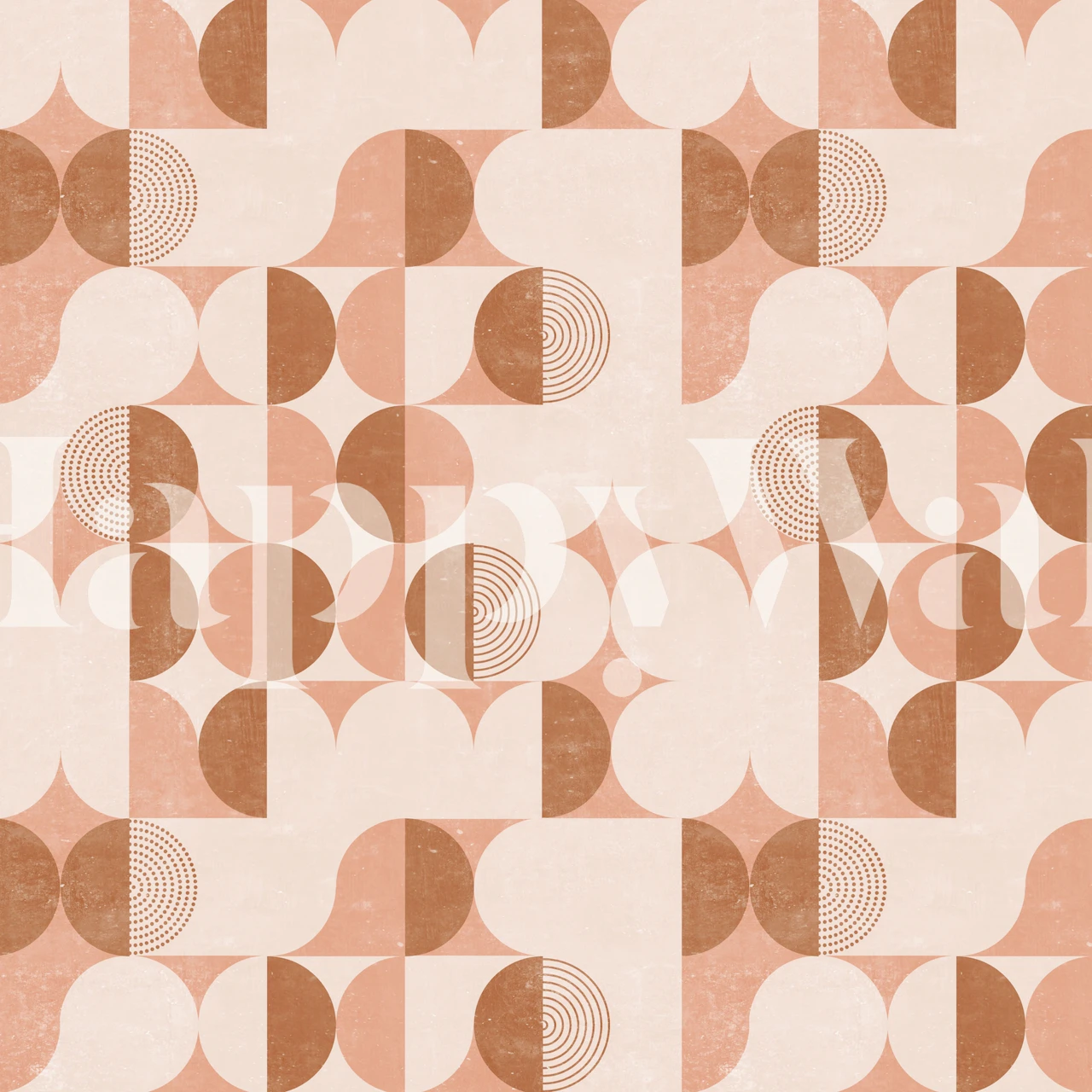 Geometric pattern in pink and terracotta tones wallpaper