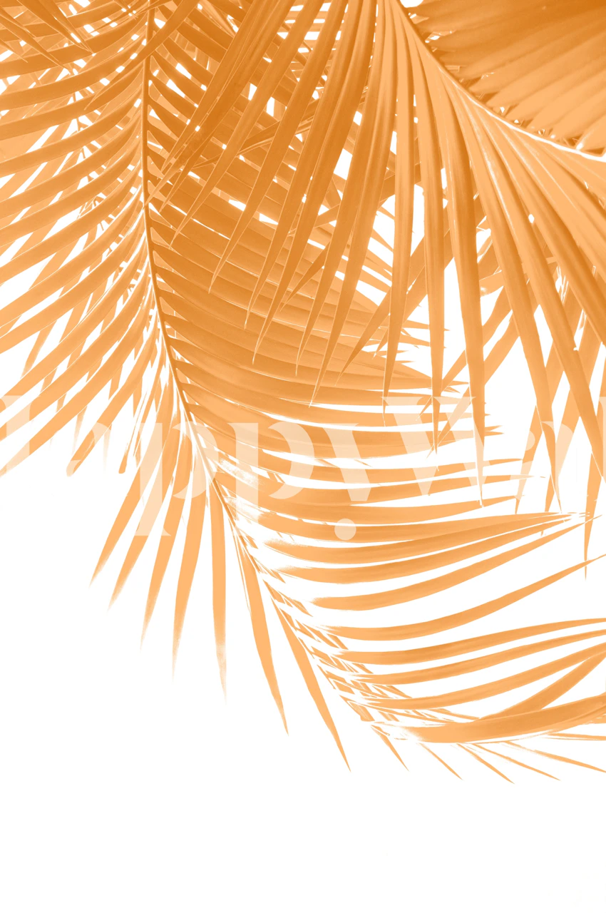 Varm ringblommafärgad palmblad tapet som skapar en tropisk atmosfär