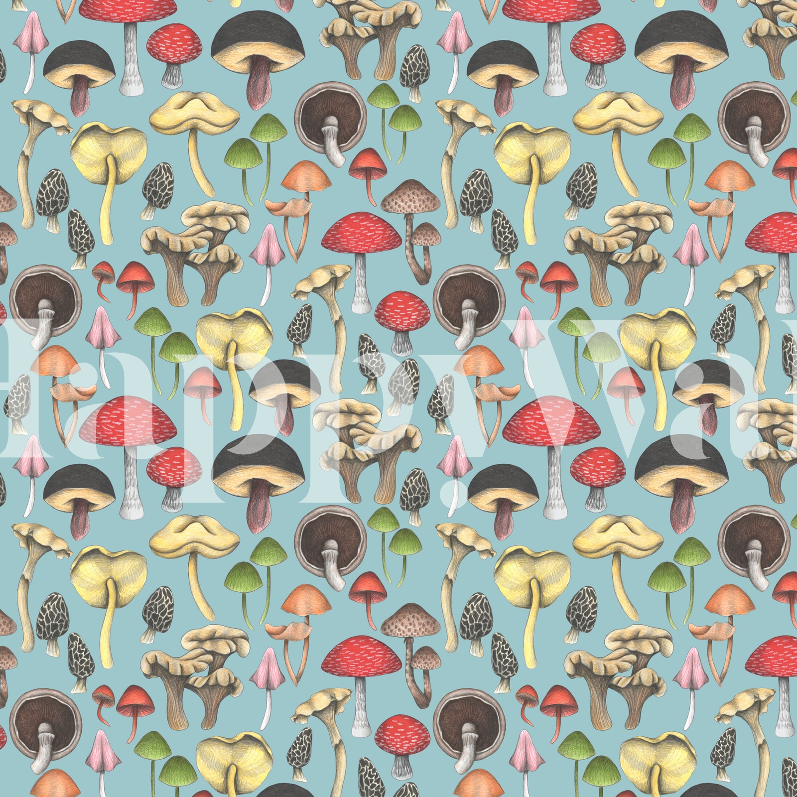 Buy Wild Mushrooms Fantasy Blue wallpaper - Free shipping