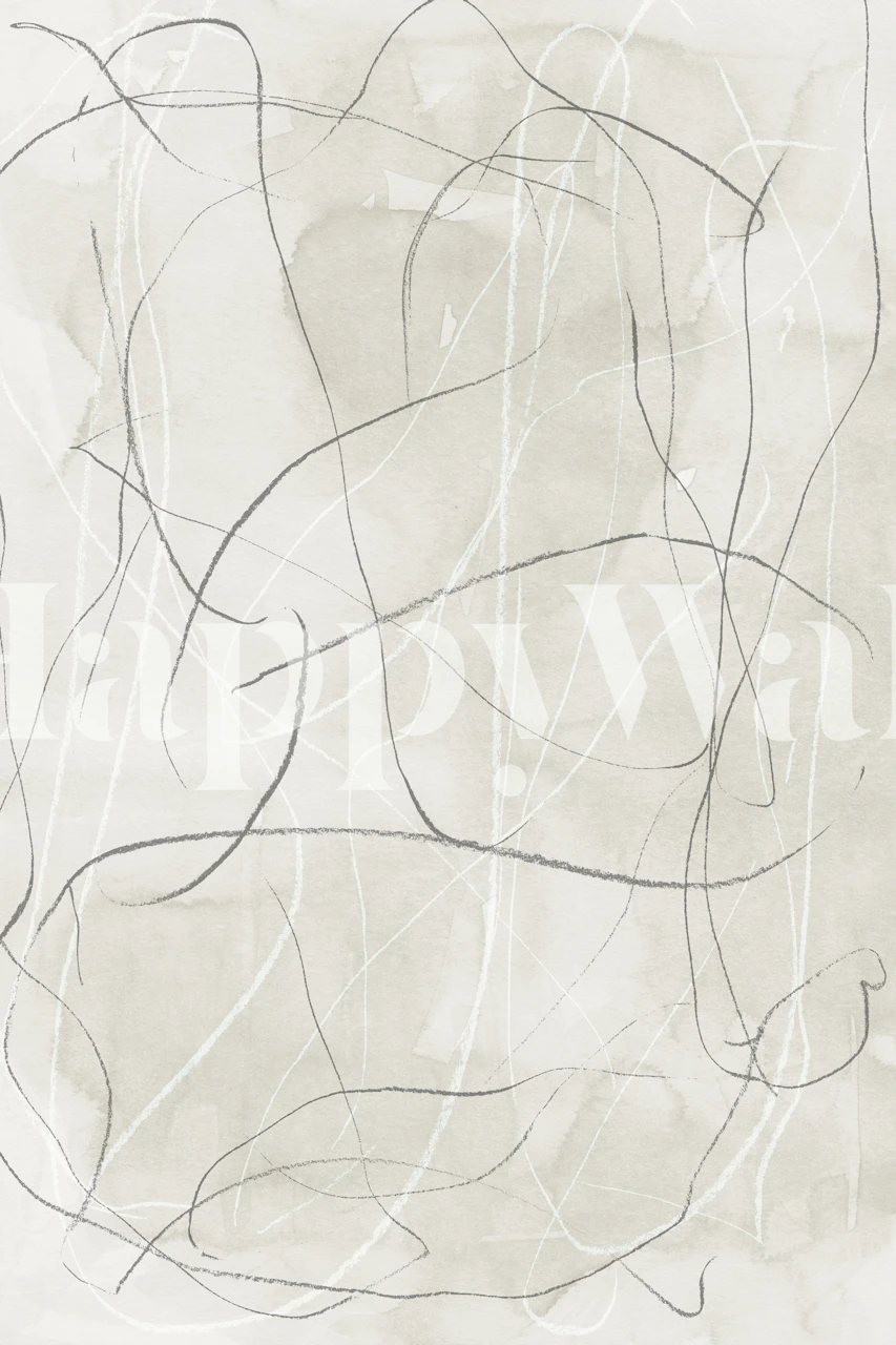 Grijze potloodkrabbel abstracte muurschildering