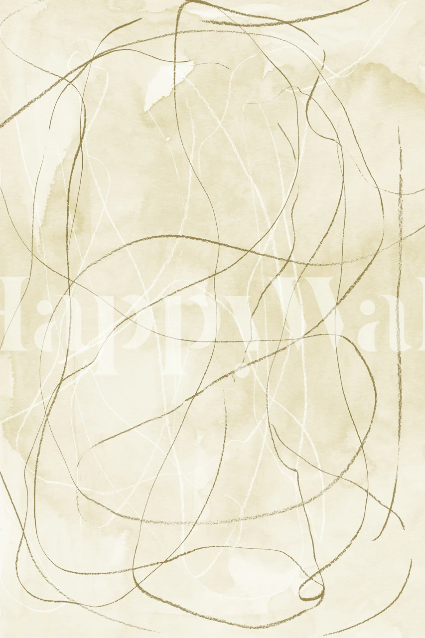 Moss green pencil scribble wallpaper in a room