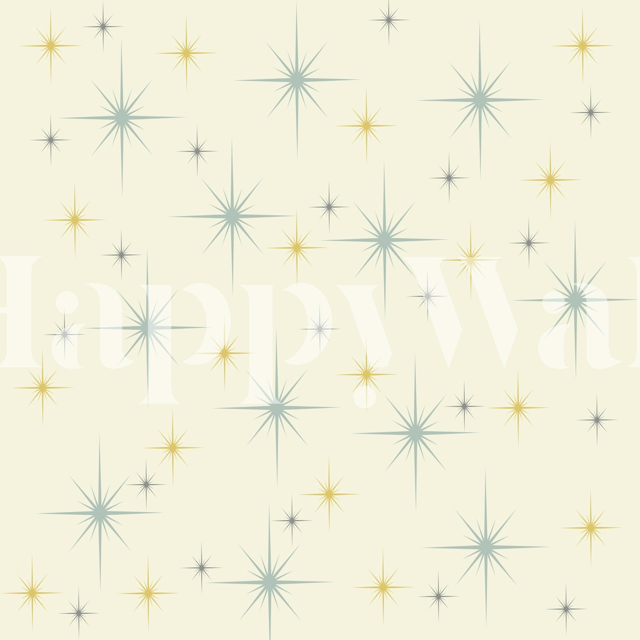 Mid Century Modern Stars Teal wall mural with stylized stars on a soft teal backdrop