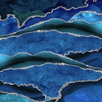 Ocean Waves Marble Blue Silver behang