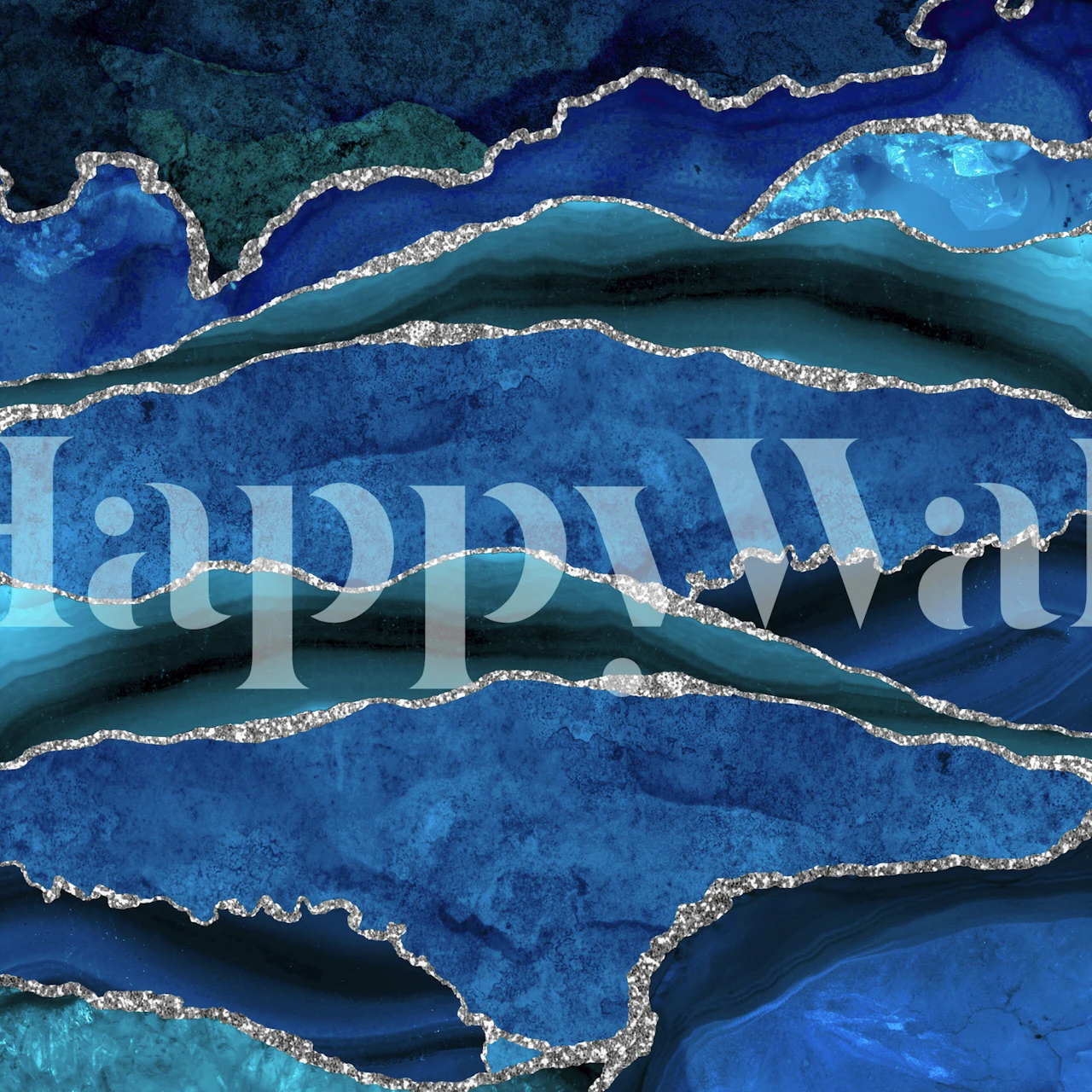 Papier peint Ocean Waves Marble Blue Silver dans une pièce