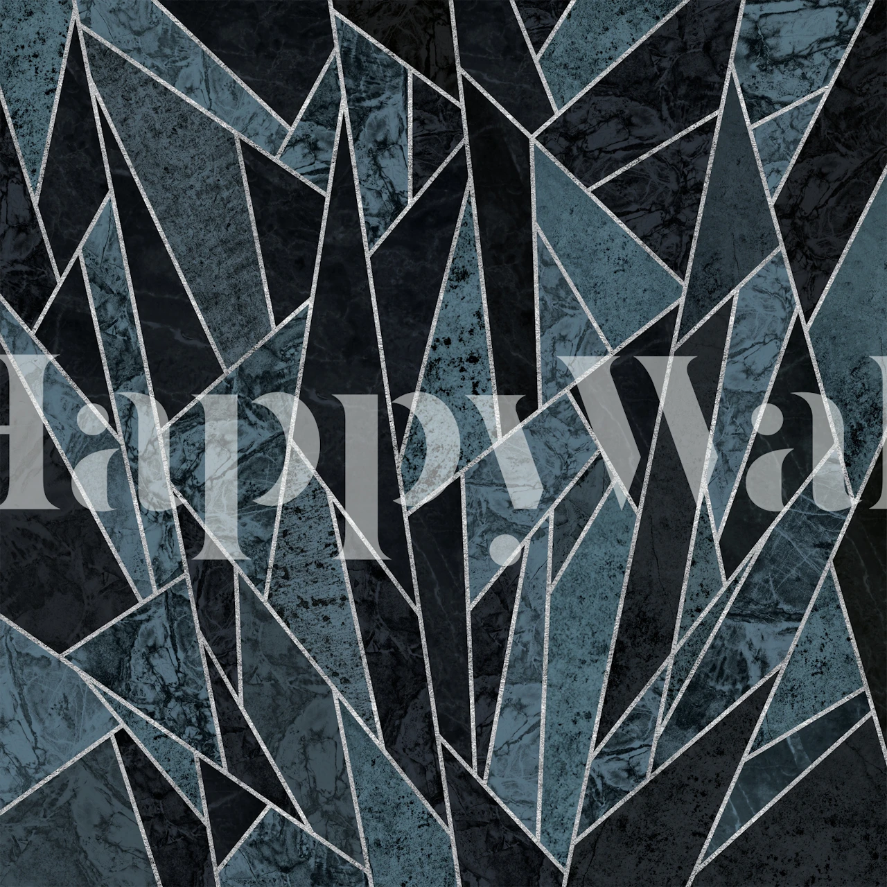 Shattered Blue Ice wallpaper in a modern room