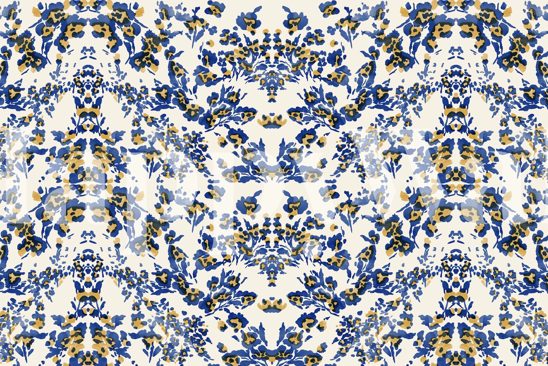 Abstract garden mosaic wall mural with floral and geometric patterns