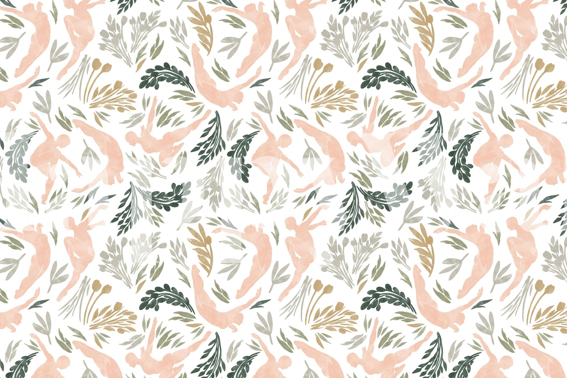 Ταπετσαρία με Silhouette women nature