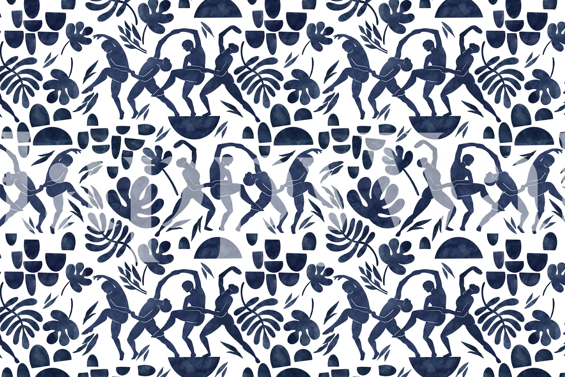 Jungle silhouette wallpaper in living room