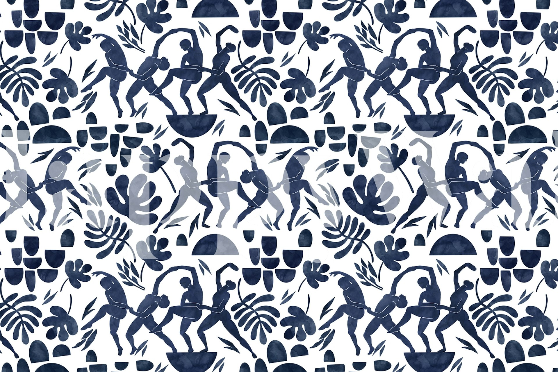 Jungle silhouette wallpaper in living room