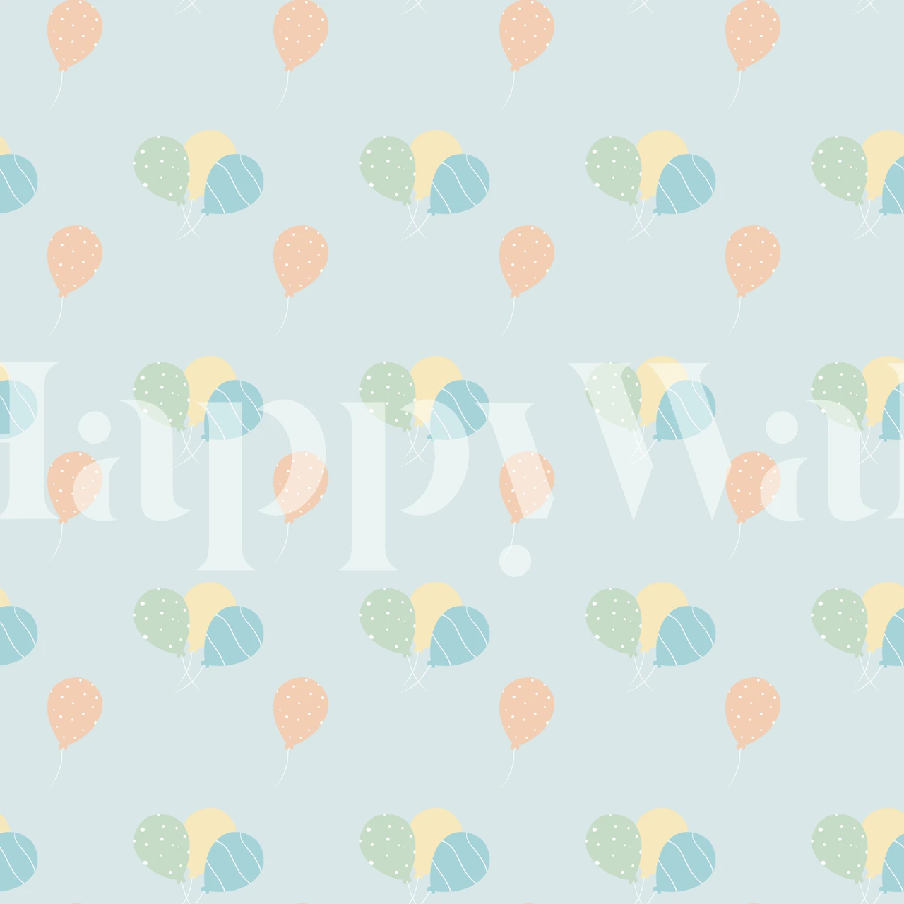 Colorful balloon pattern on light blue background wallpaper