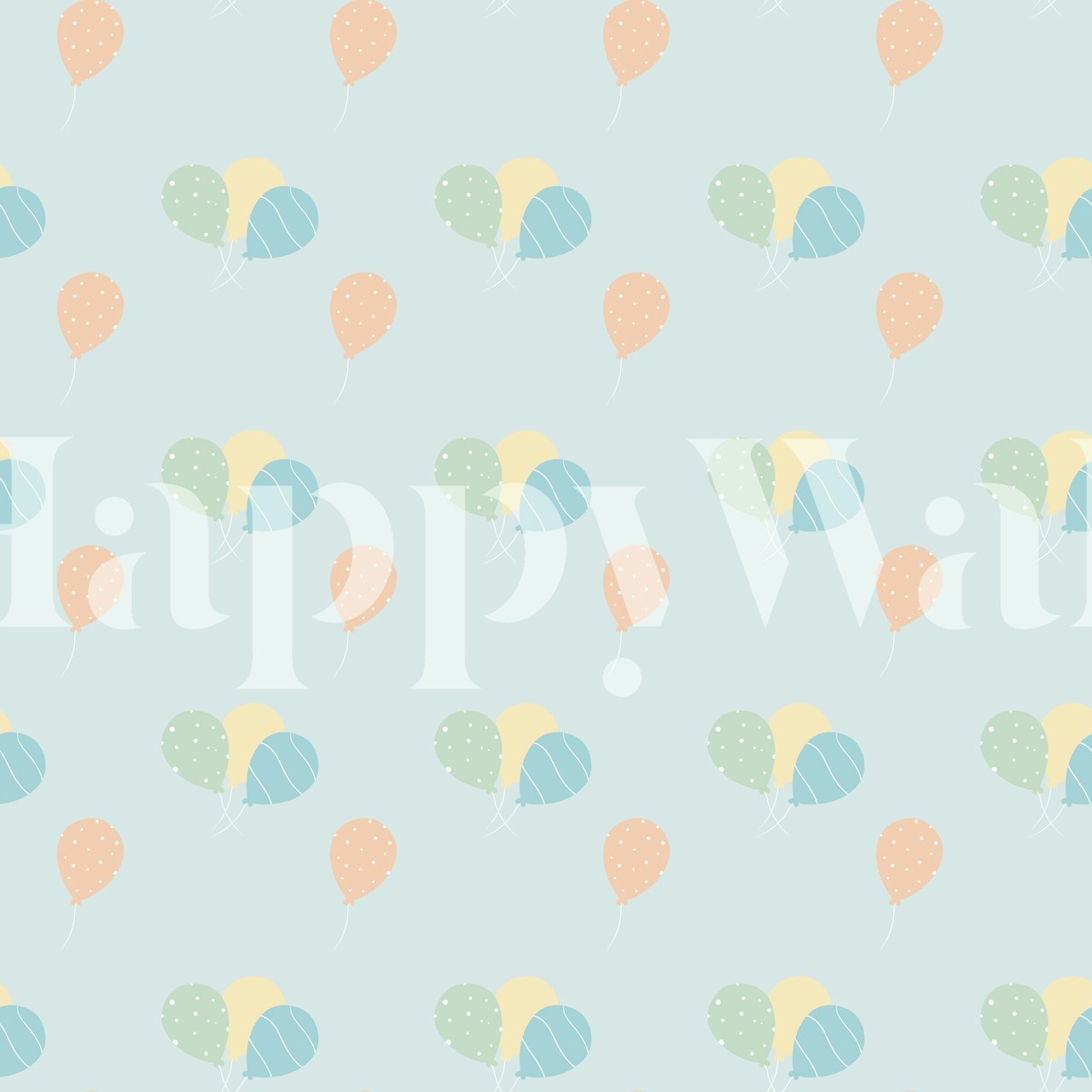 Colorful balloon pattern on light blue background wallpaper