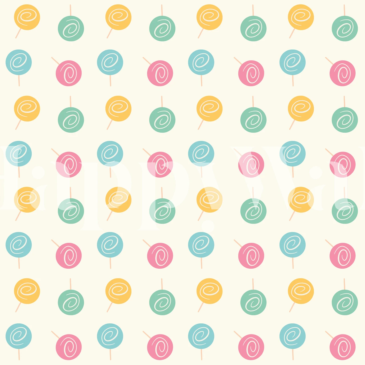 Colorful lollipops on cream background wallpaper