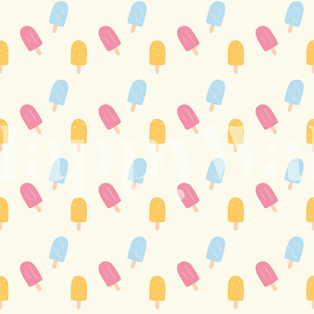 Colorful popsicle patterns on a light background wallpaper