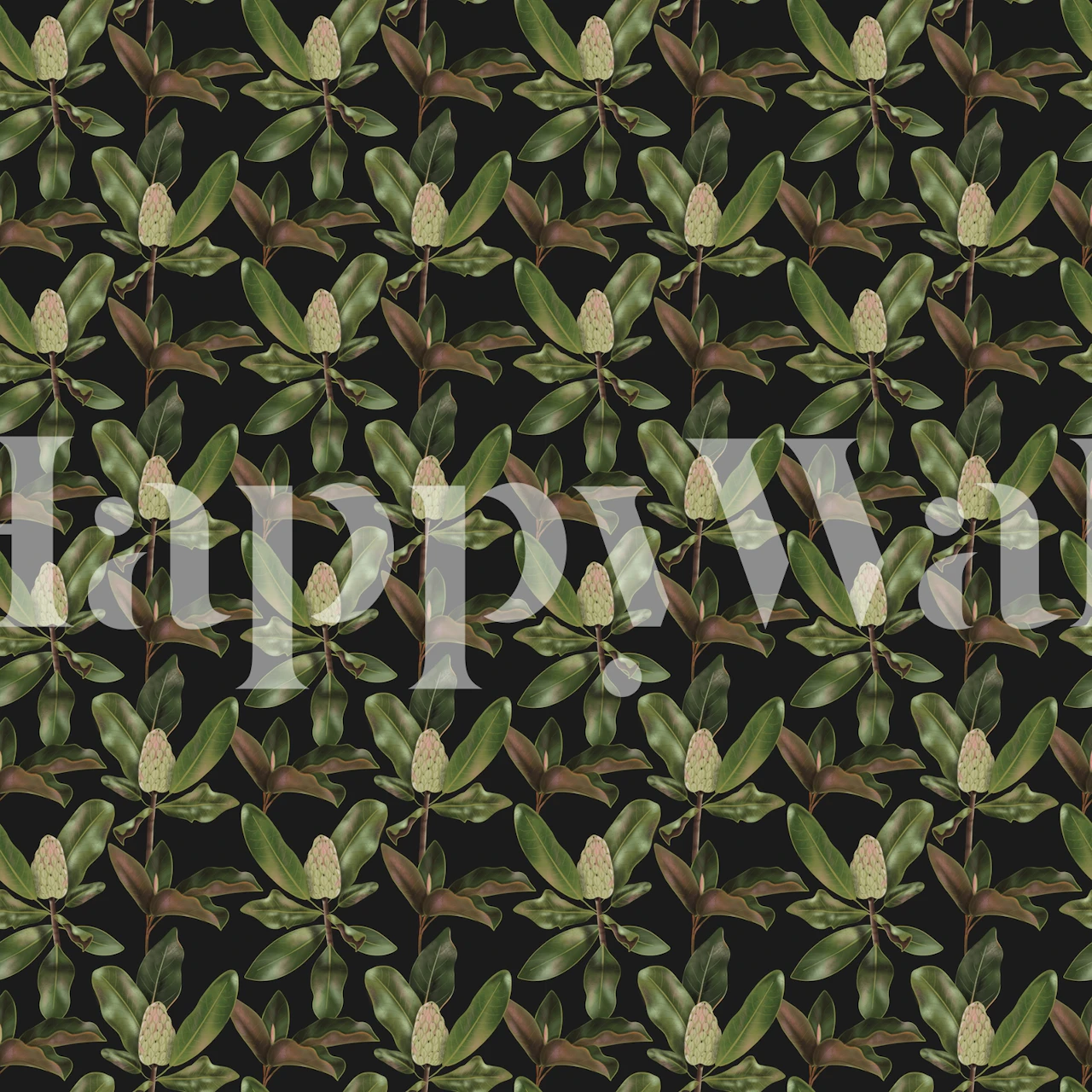 Magnolia leaves tapet i et stilfuldt rum