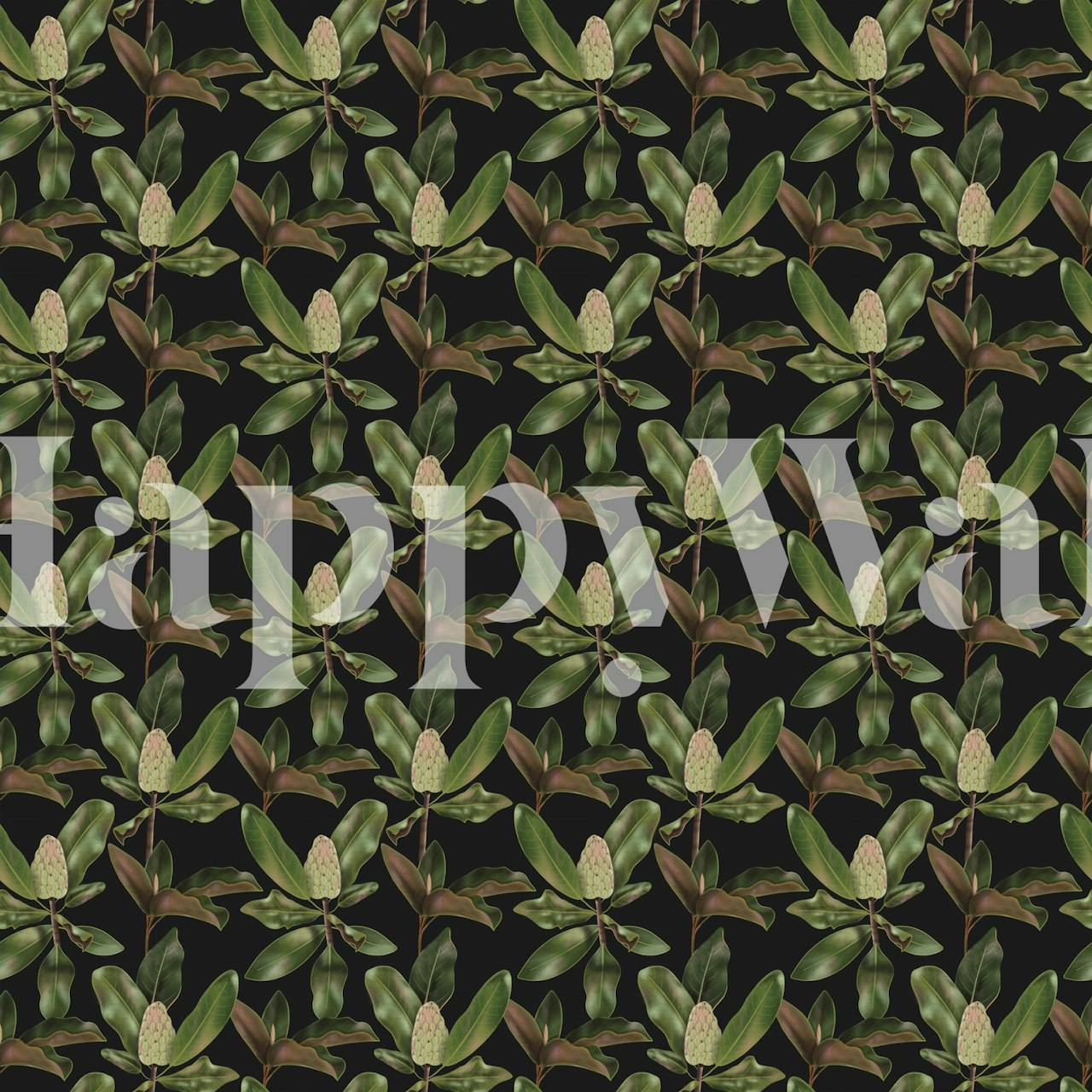 Magnolia leaves wallpaper in a stylish room