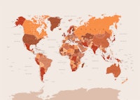World Map Burnt Orange carta da parati