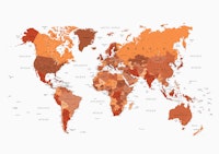 World Map Russet Orange carta da parati