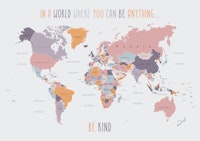 Be Kind World Map Pastels tapeta