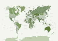 World Map Leafy Green carta da parati