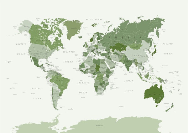 World Map Leafy Green