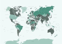 World Map Forest Green carta da parati