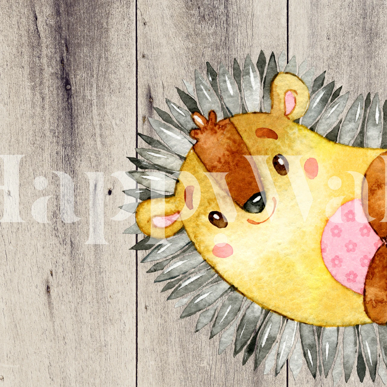 Hedgehog wallpaper displayed in a room