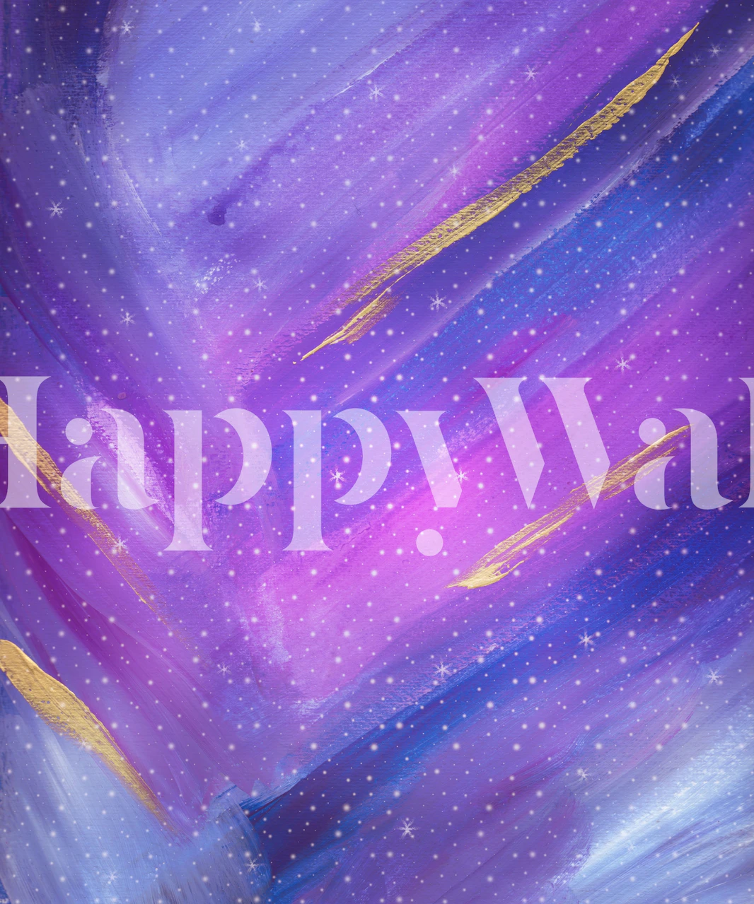 Celestial abstract wallpaper with purple and blue colors and golden accents