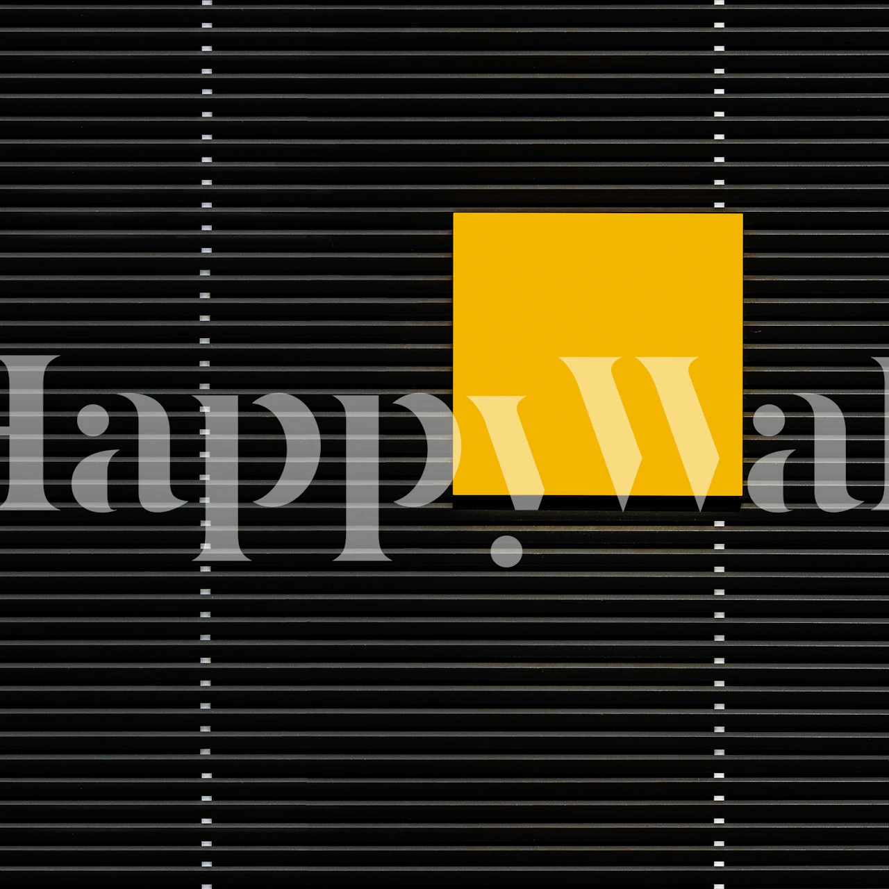 Black striped wallpaper with a yellow square design