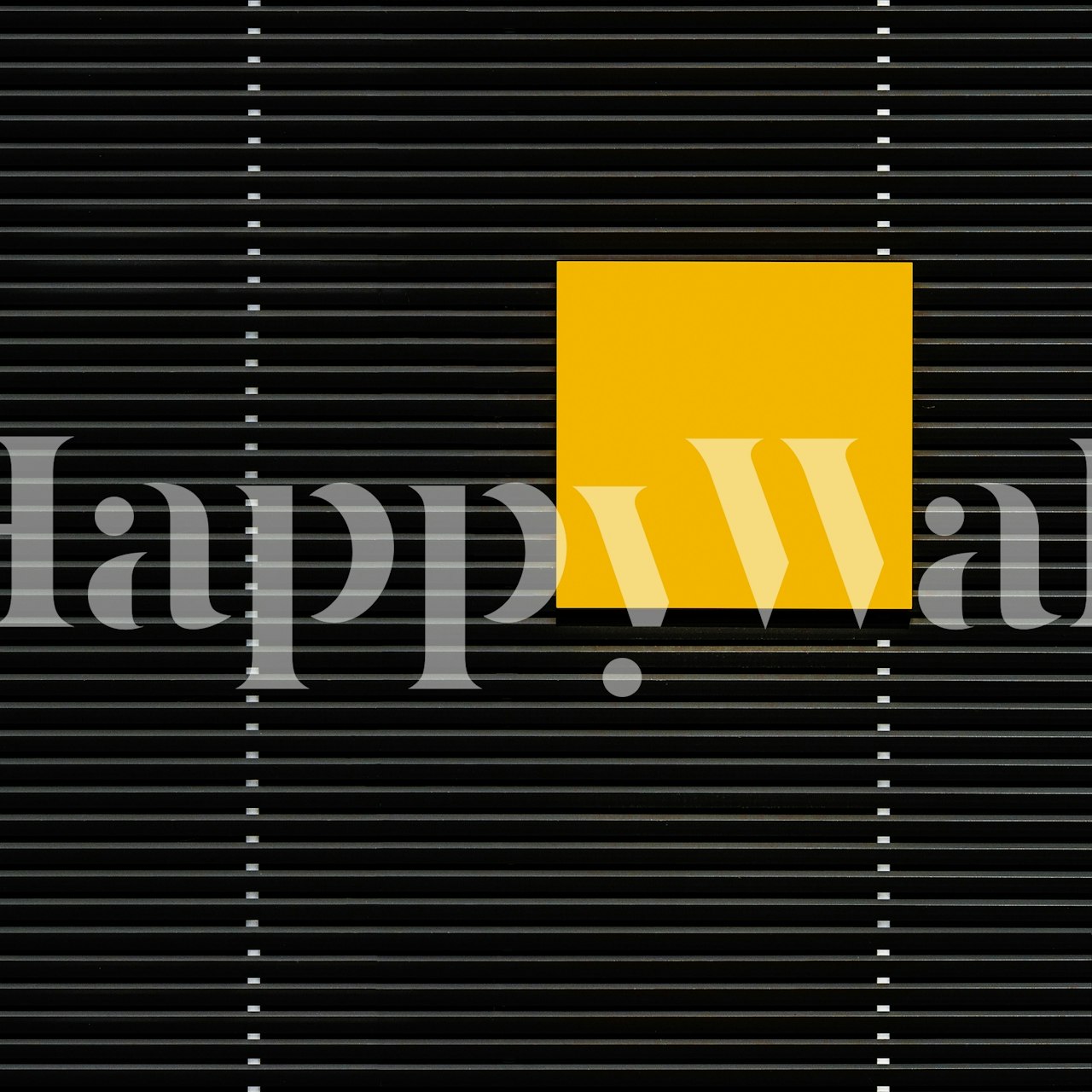 Black striped wallpaper with a yellow square design