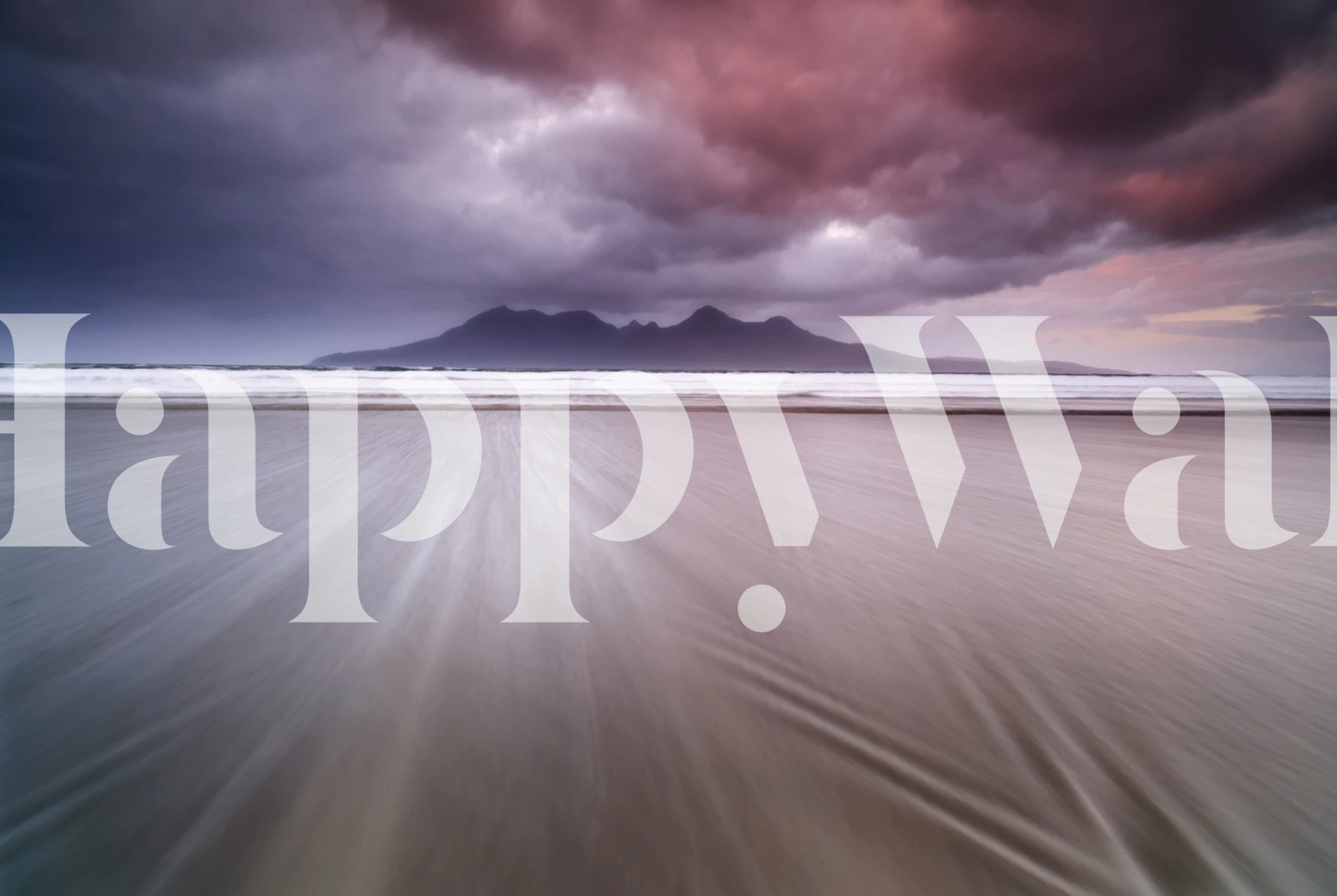 Ocean landscape wallpaper with dark clouds and gentle waves