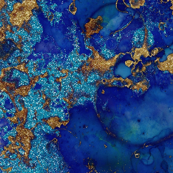 Indigo Moody Gold Glitter Marble