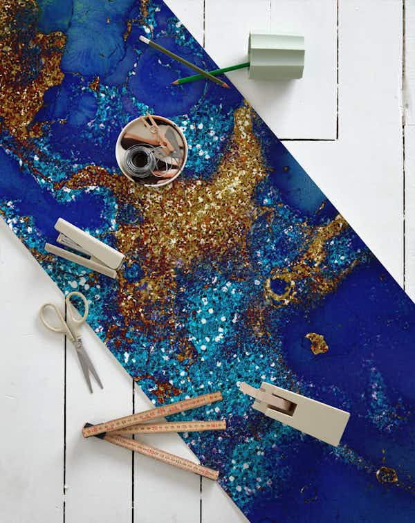Indigo Gold Glitter Marble wallpaper roll