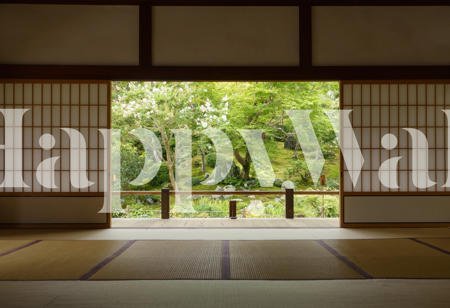 Zen garden scenery with greenery and natural beauty wallpaper