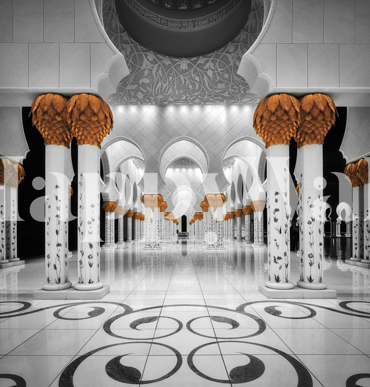 Elegant black and gold mosque architecture wallpaper