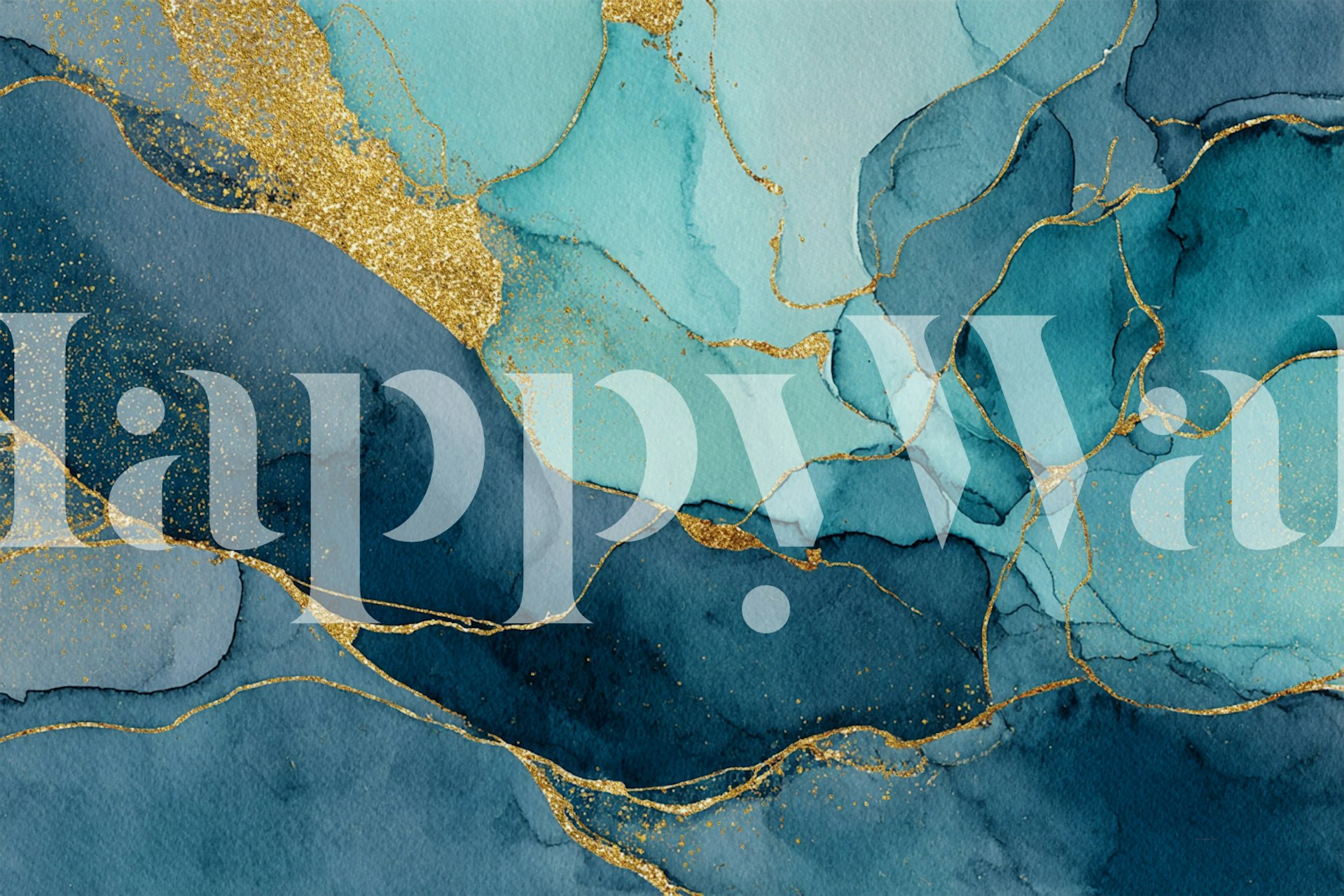 Blue Mermaid Ocean Marble wall mural with swirling blue and white patterns