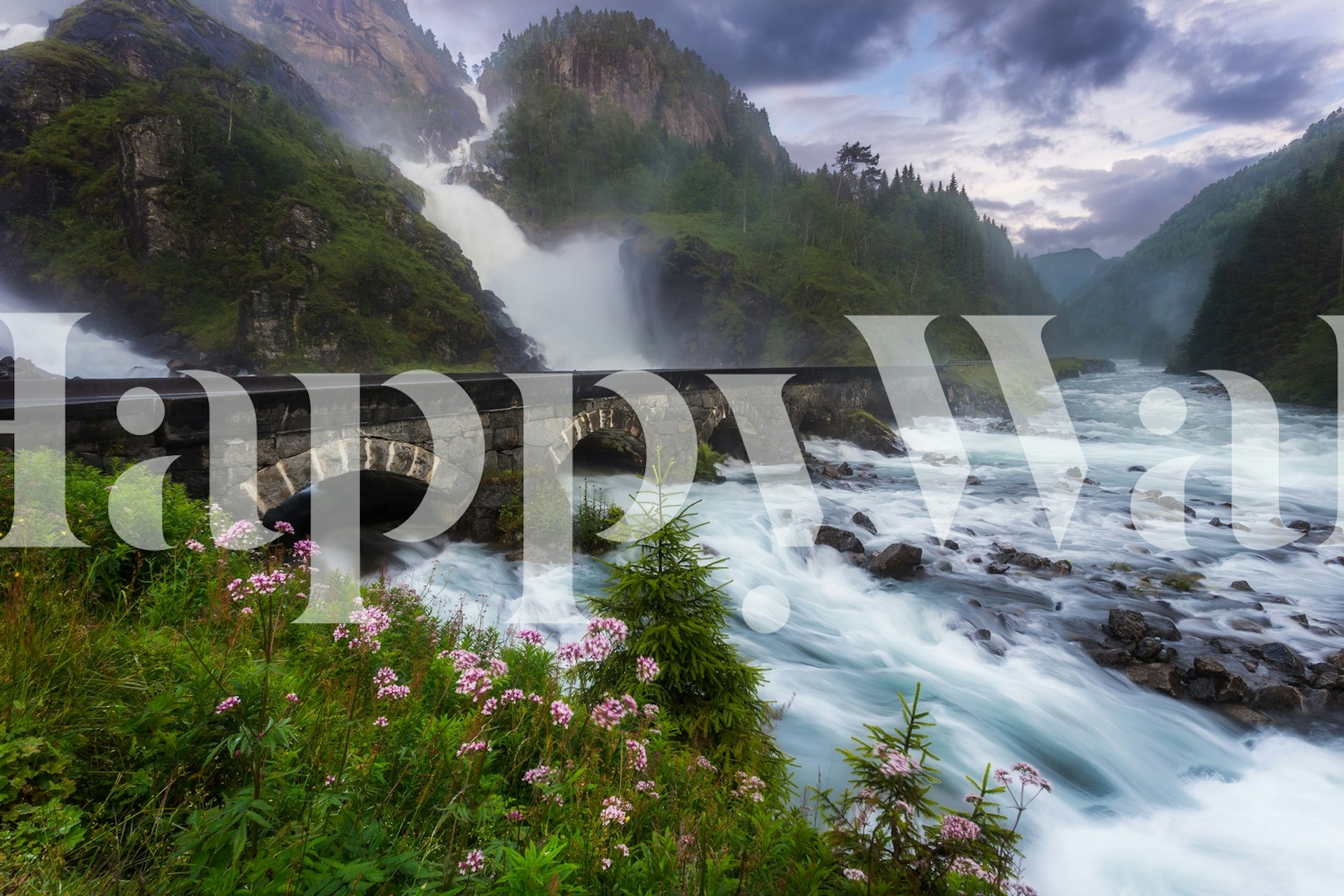 Låtefossen καταρράκτη ταπετσαρία σε ένα δωμάτιο