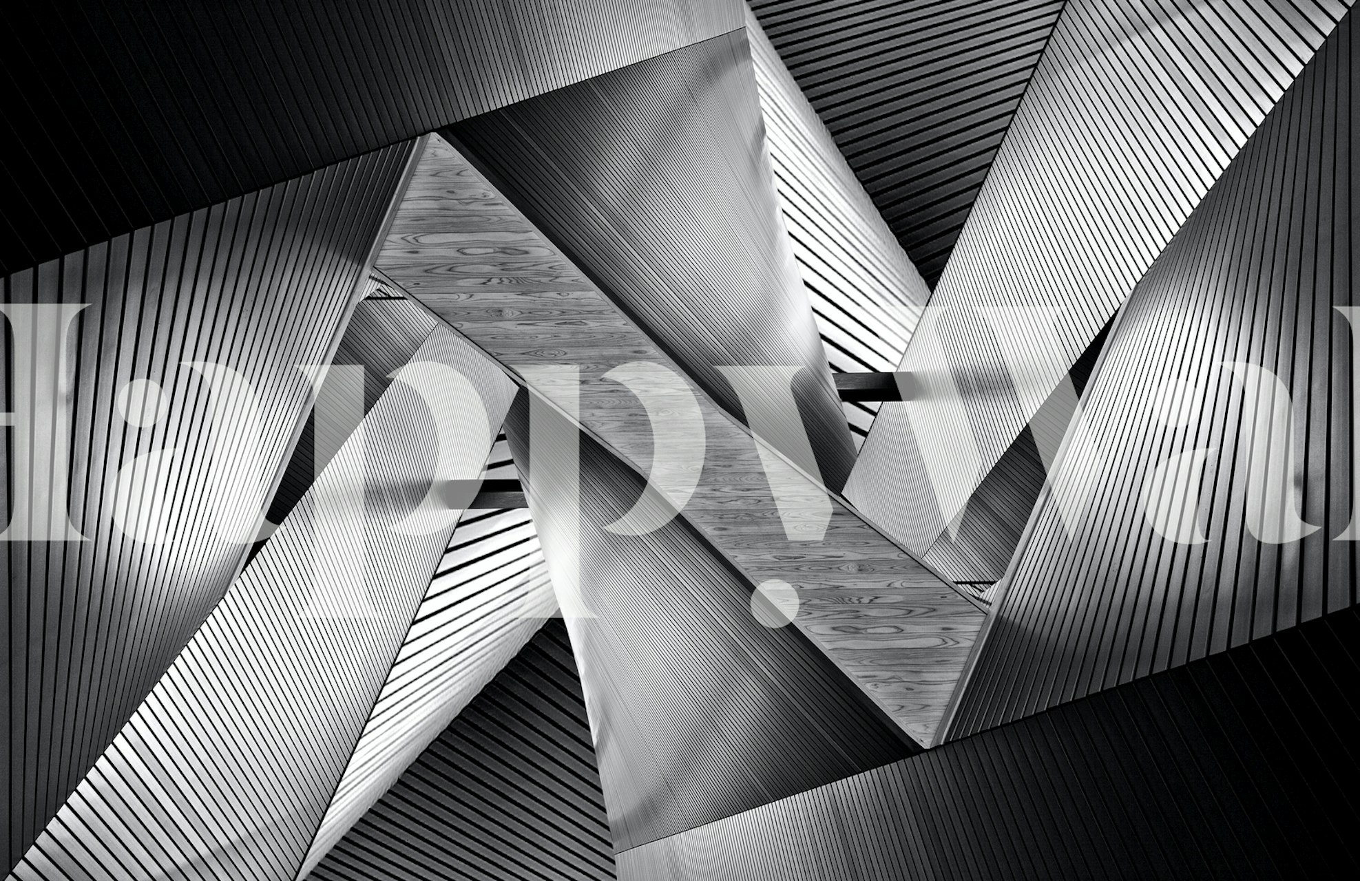 Geometrische vormen in zwart en wit op een muur, modern wallpaper