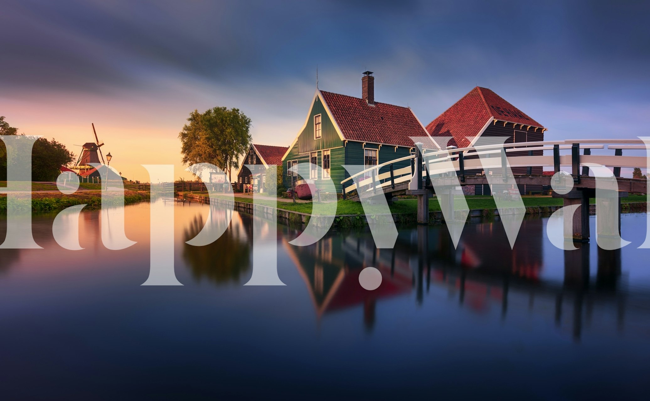 Ταπετσαρία Zaanse Schans Green House σε ένα δωμάτιο