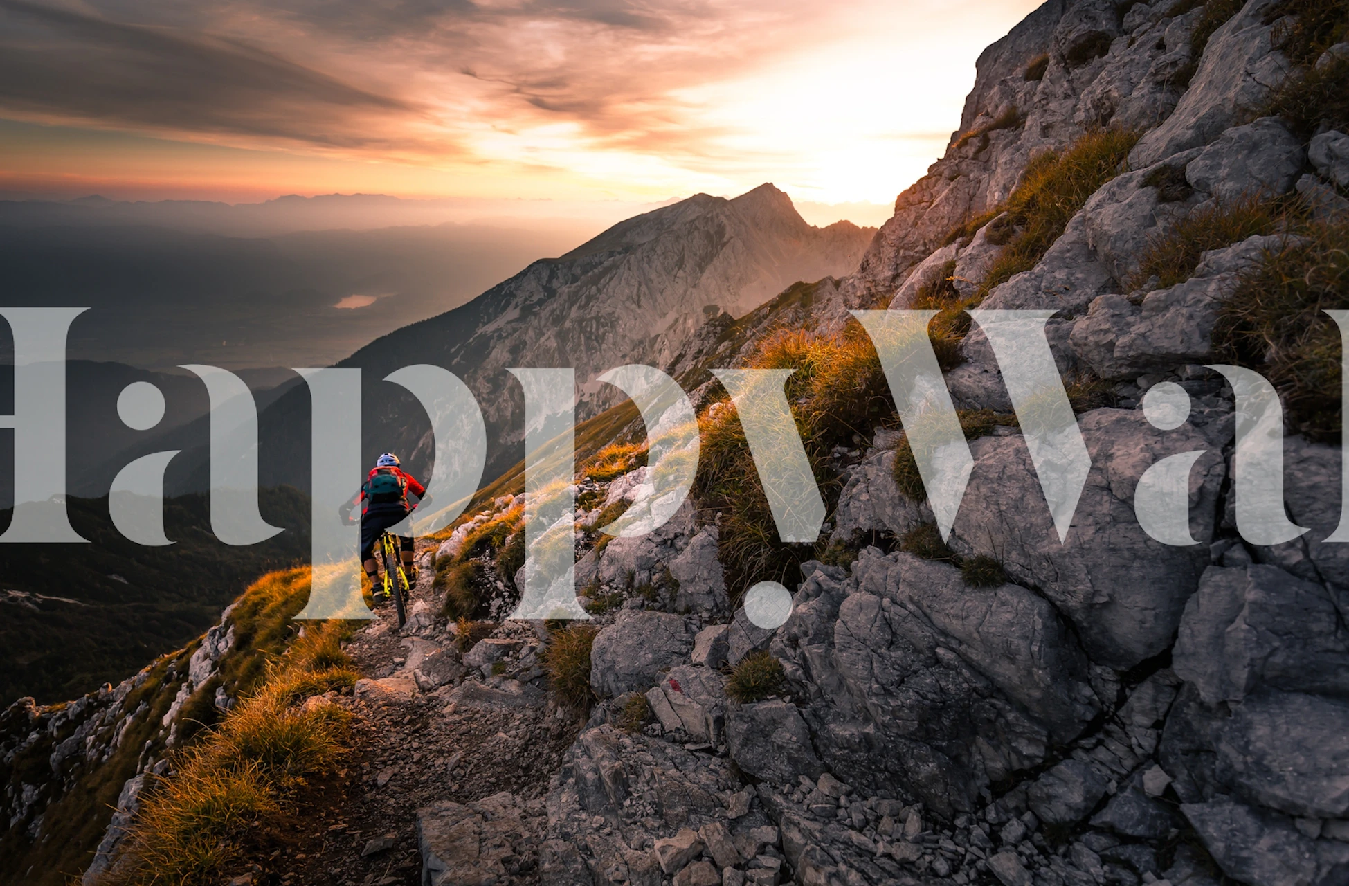 Sunset high alpine ride wallpaper in a room