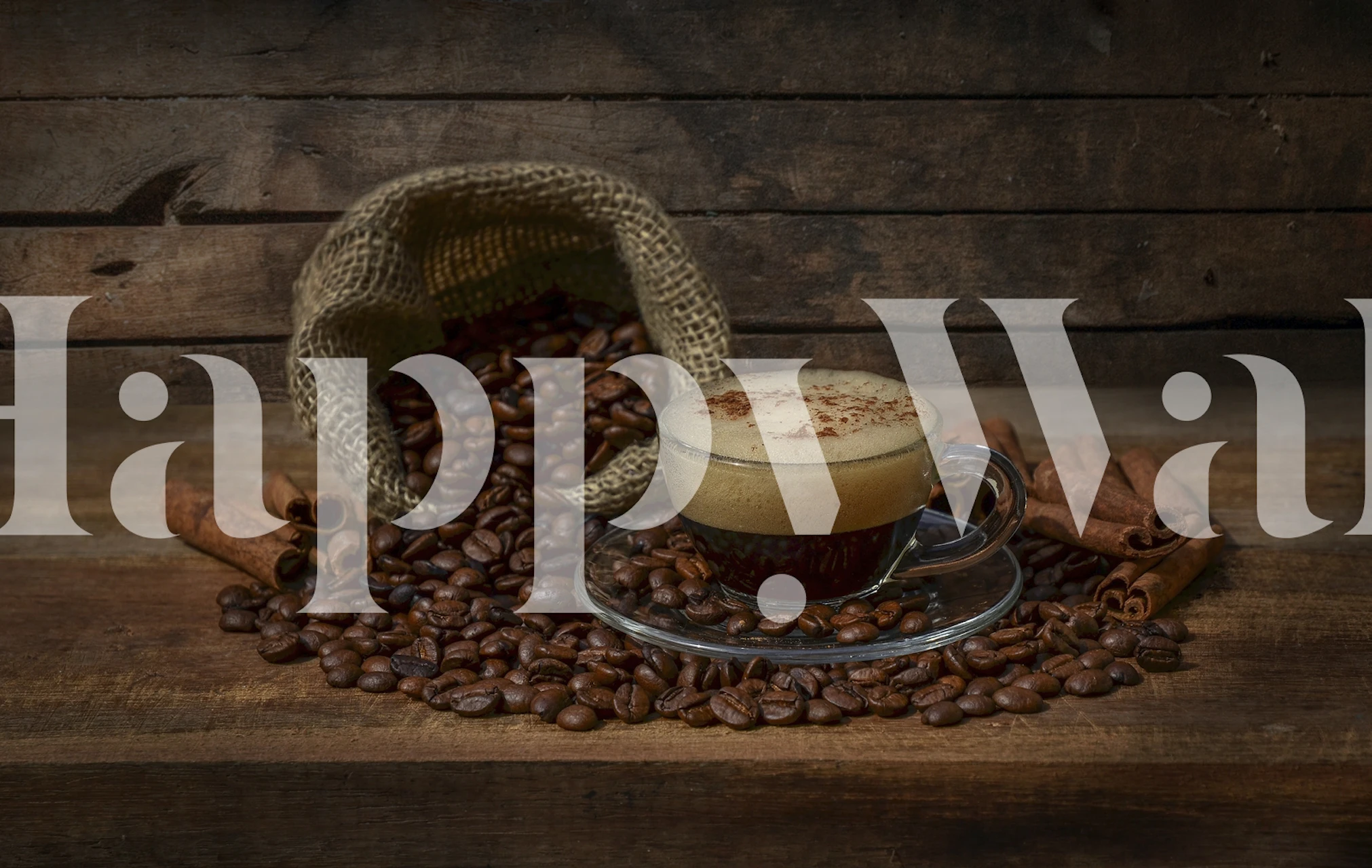 Coffee time wallpaper with coffee beans and cup