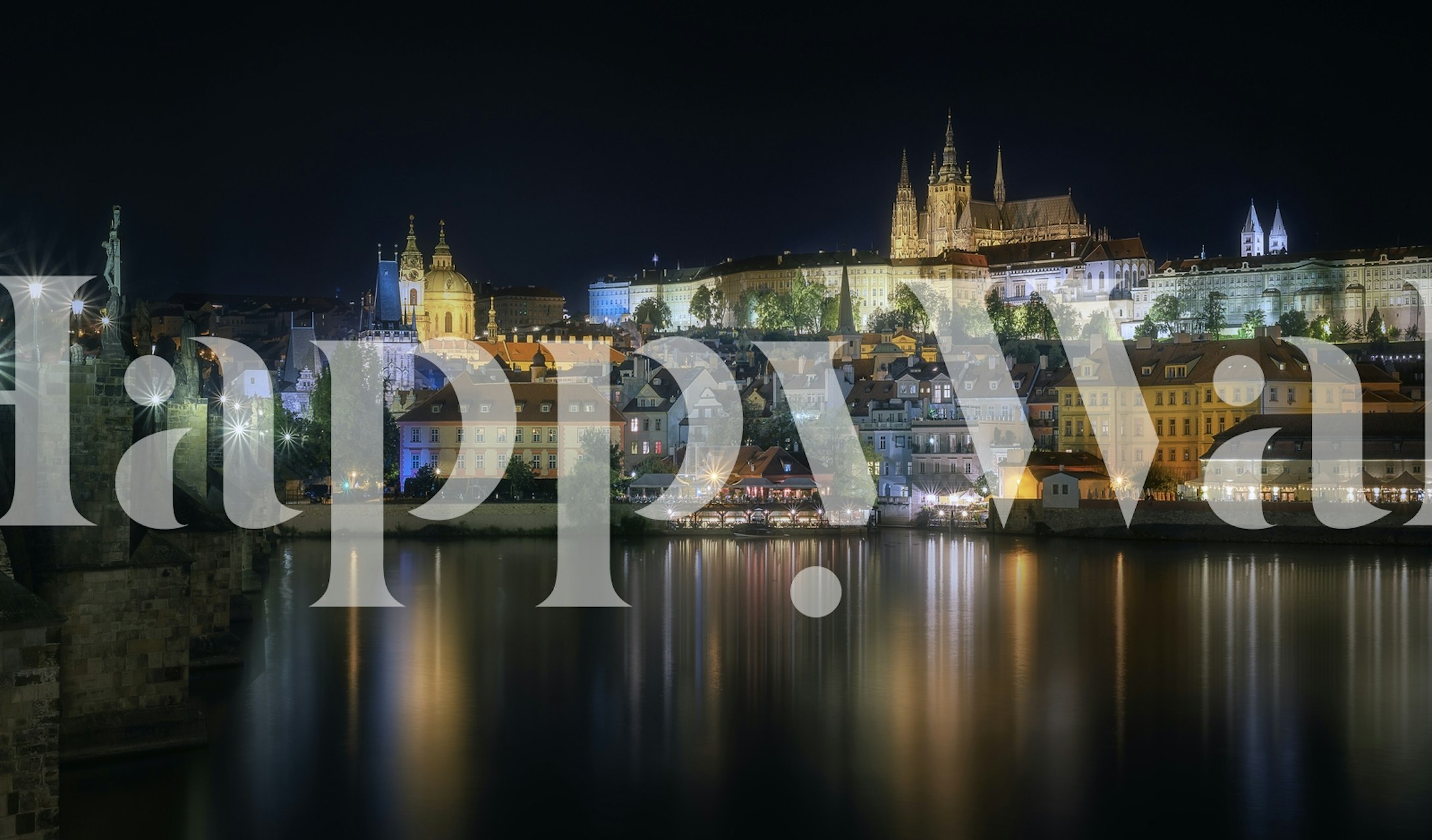 Prague at night scenická tapeta v místnosti