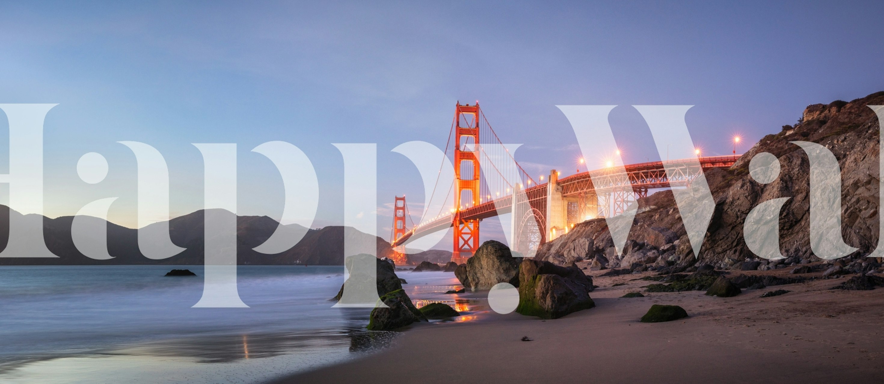 Sunset bay wallpaper displayed in a room