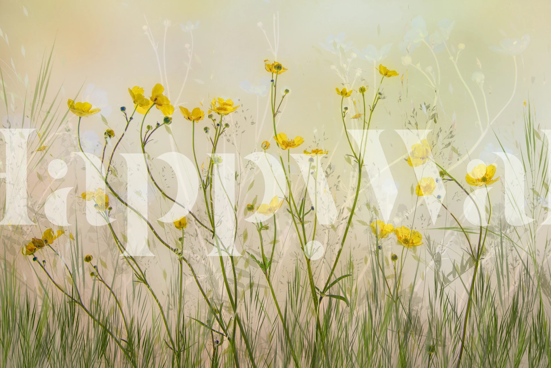 Yellow flowers wallpaper in a room