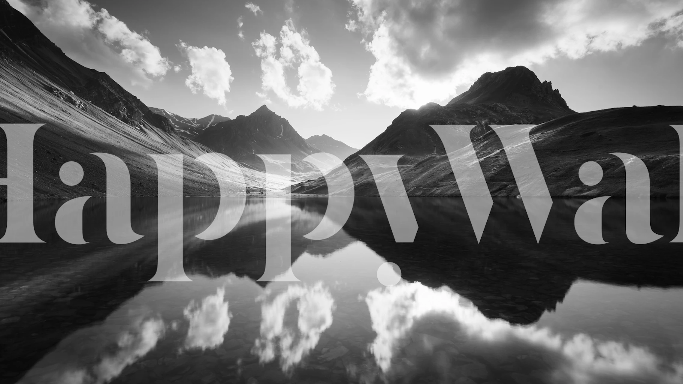 Black and white mountain landscape with reflections wallpaper
