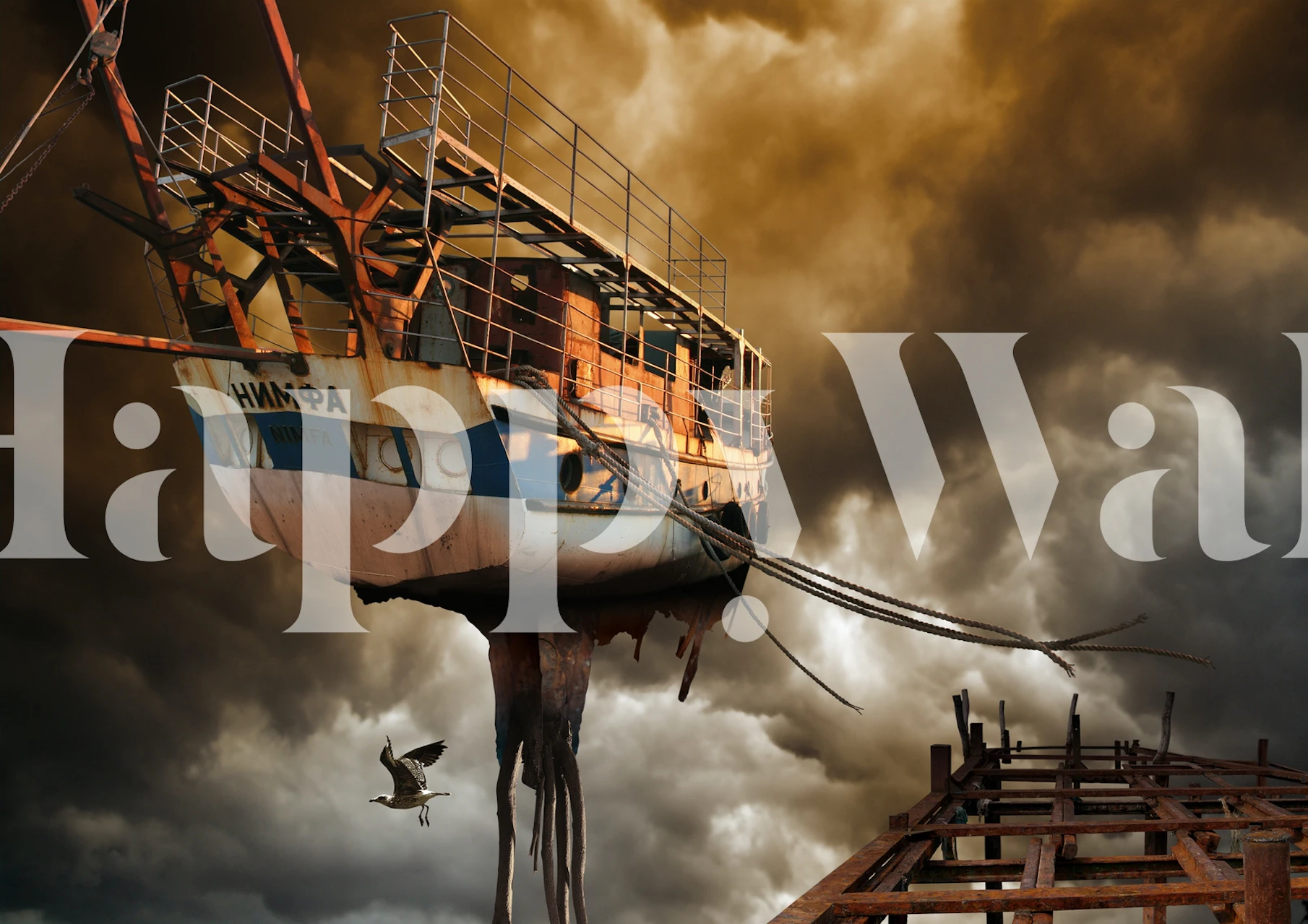Nimfa wallpaper featuring a ship in clouds